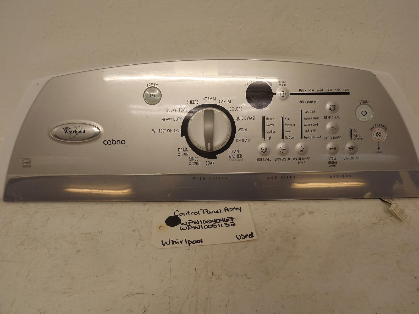 Whirlpool Washer WPW10240467 WPW10051132 Control Panel Assy Used Whirlpool Washer WPW10240467 WPW10051132 Control Panel Assy Used